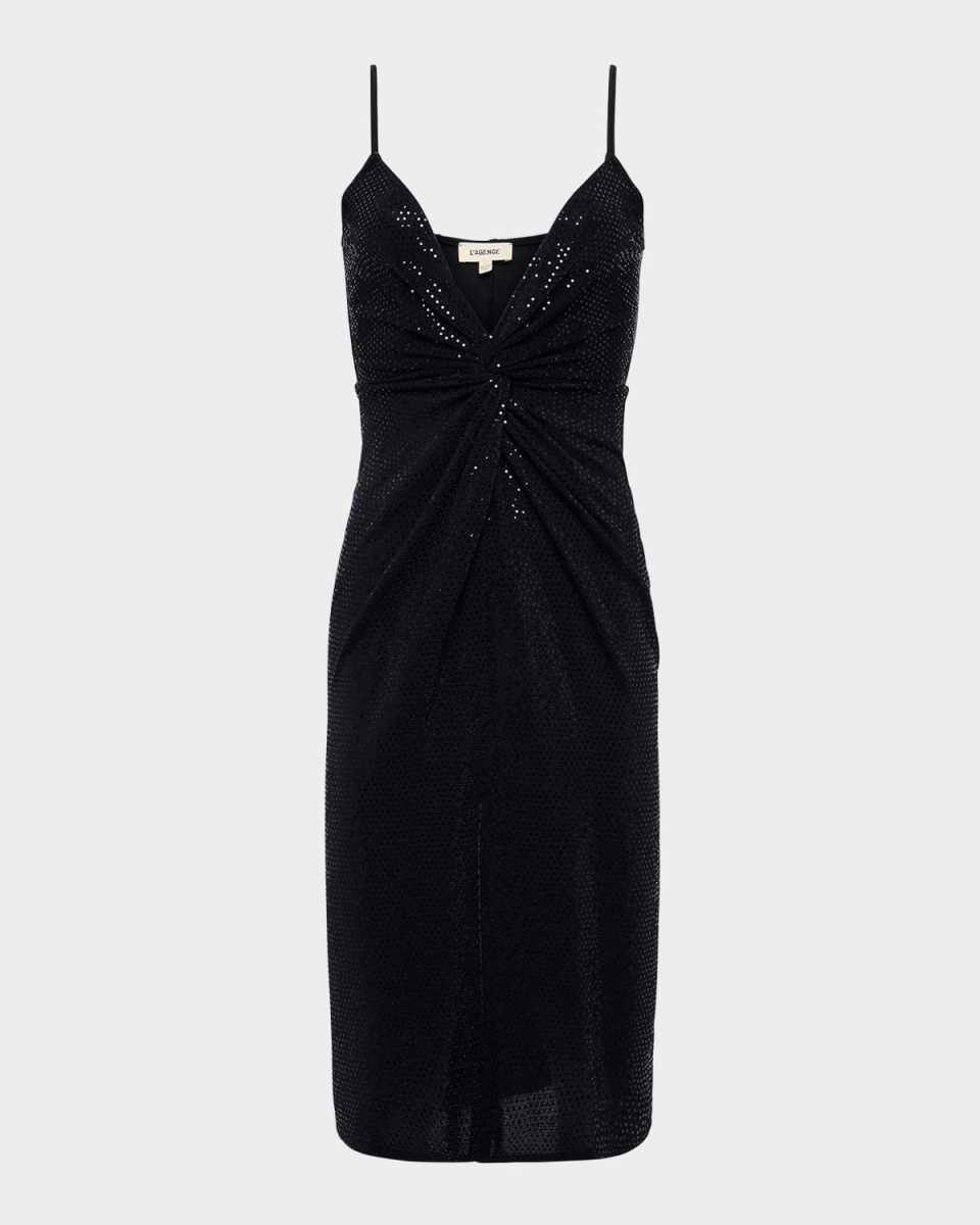 Chatou Embellished Twist Midi Dress